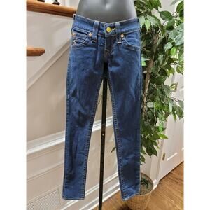 True Religion Women's Blue Denim Cotton Mid Rise Skinny Legs Jeans Pant Size 25